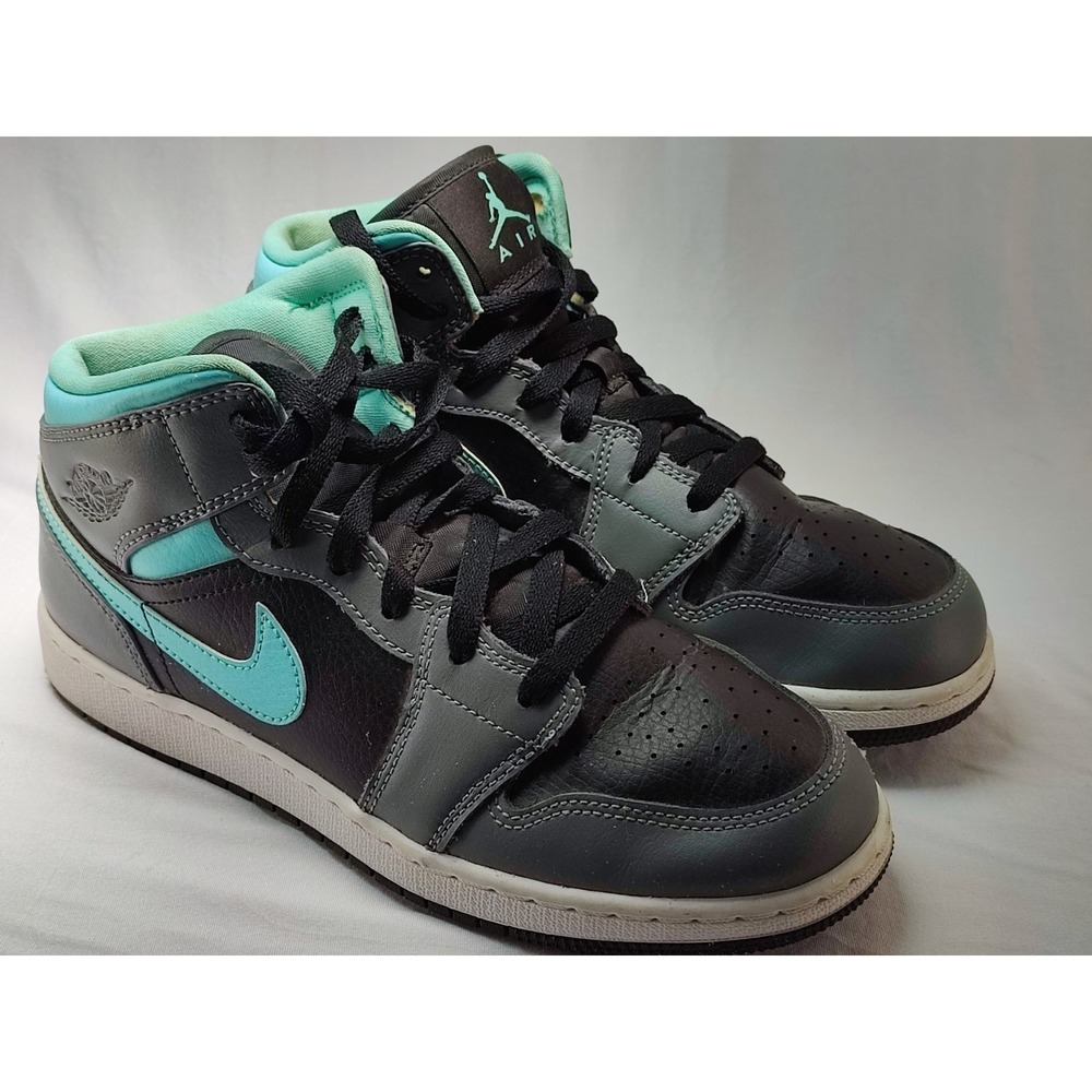 Nike Air Jordan 1 Mid GS Cool Grey Tropical Teal Size 7Y Womens 8.5